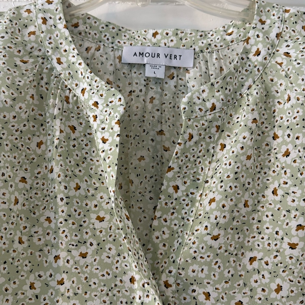 Washable silk pale green blouse